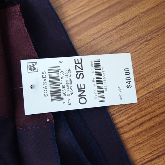 Men's Alfani Navy Burgundy Scarf - Picture 2 of 2